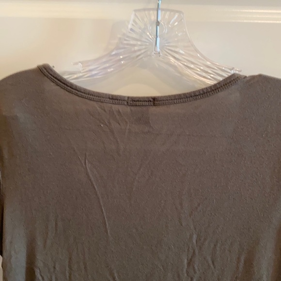 RUE21 Sz S Short Sleeve Henley Tee Olive Stretch Slinky Thin Material Oversized - Picture 9 of 9